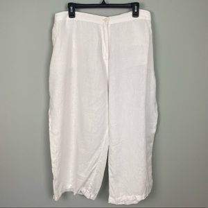 L. L. Bean Linen Capri 24W Plus Size White Vintage Classic Fit Straight Leg Pant
